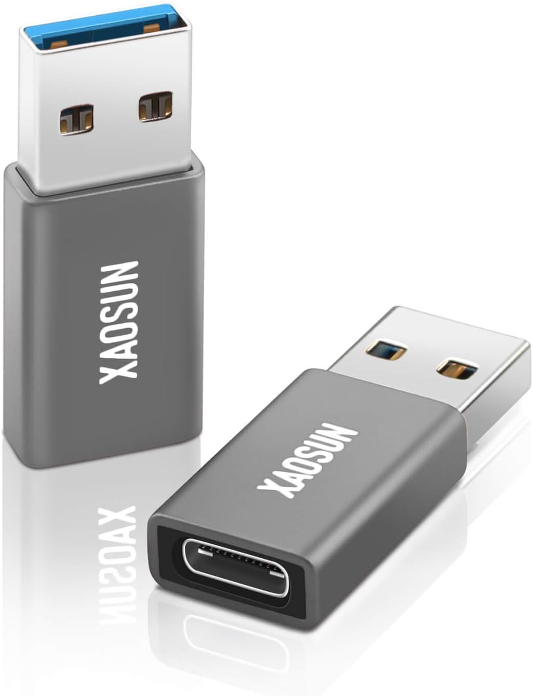 3.1 USB A to USB C Adapter (2-Pack), 10Gbps Data Sync & 100W Fast Charge - XAOSUN