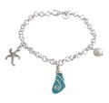 YInahawaii Handmade Wire Wrapped Blue Sea Glass Bracelet - Island Made