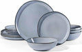 Herogo Plates and Bowls Dinnerware Set, 12-Piece Stoneware for 4