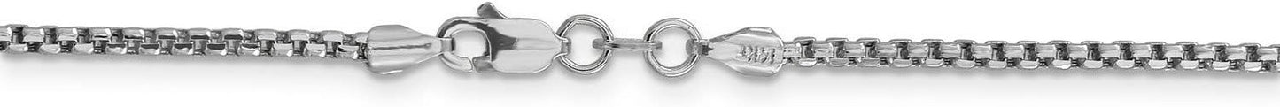 14k White Gold Semi-Solid Rounded Box Chain Necklace or Bracelet