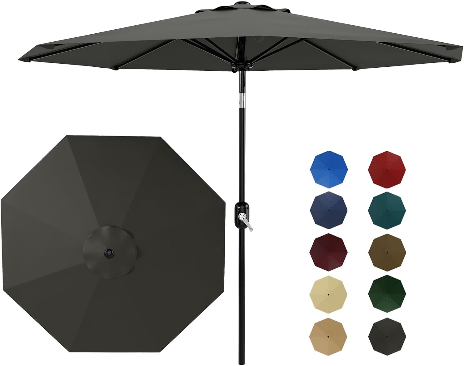 9ft Patio Umbrella with Crank Lift & Tilt for Outdoor Spaces