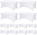 White Spandex Rectangular Table Covers 72L x 30W x 30H - 12 Pack Value
