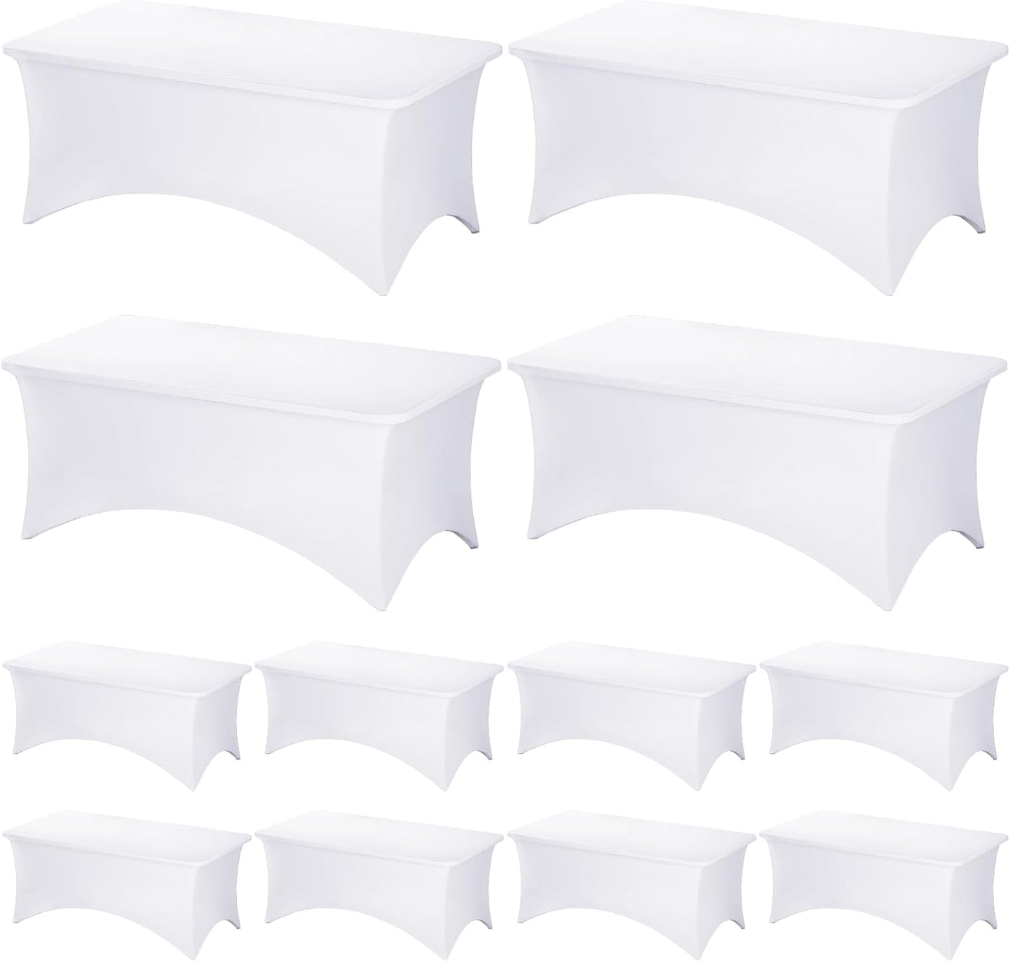 12 Pack White Spandex Rectangular Table Covers for Events