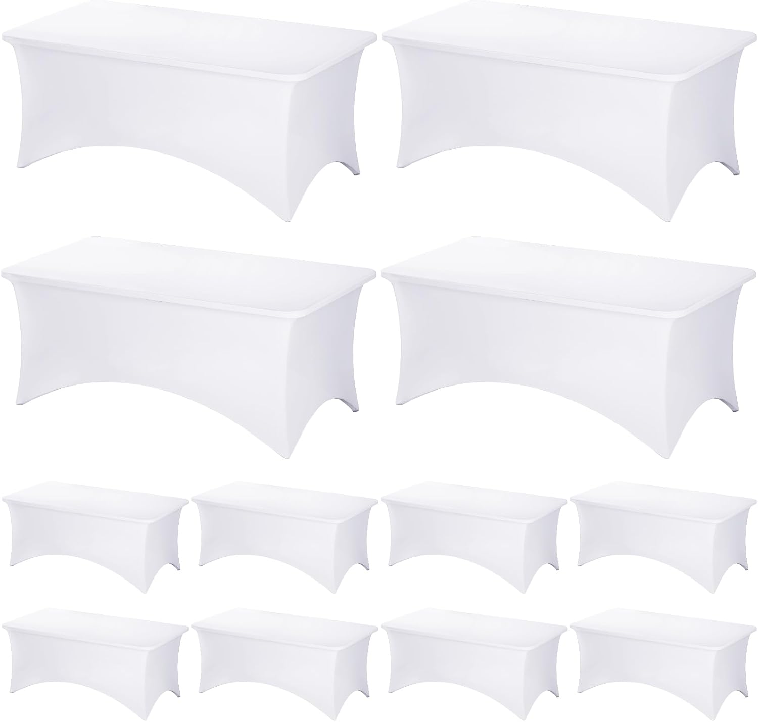 12 Pack White Spandex Rectangular Table Covers for Events