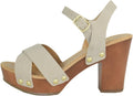 Soda MIGUEL Women Crisscross Band Chunky Platform Mid Heel Sandal