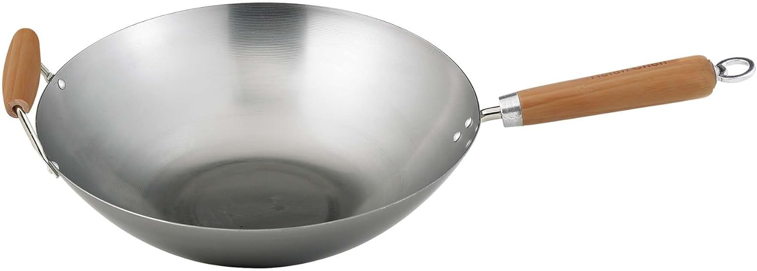 Helen's Asian Kitchen 14-Inch Carbon Steel Wok for Cooking
