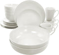 Elama Iris Porcelain Dinnerware Set 32 Piece - Classic White