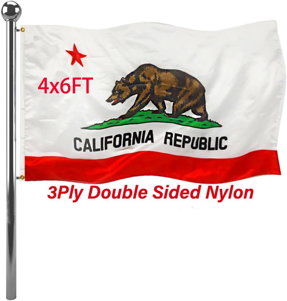 Double Sided California State Flag 5x8 FT Heavy Duty Nylon