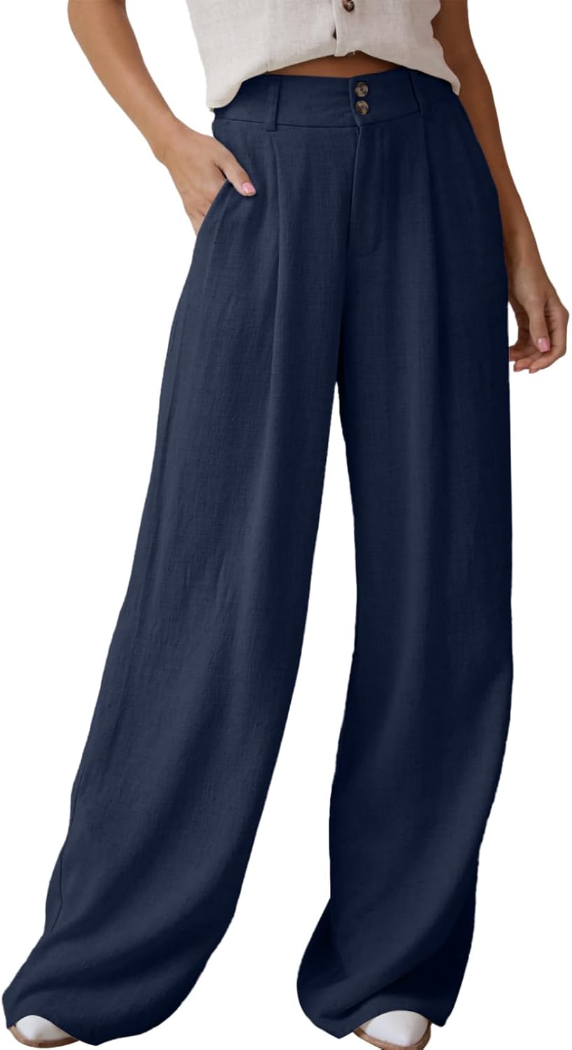 Dokotoo Womens Linen Wide Leg Pants for Casual Summer Style