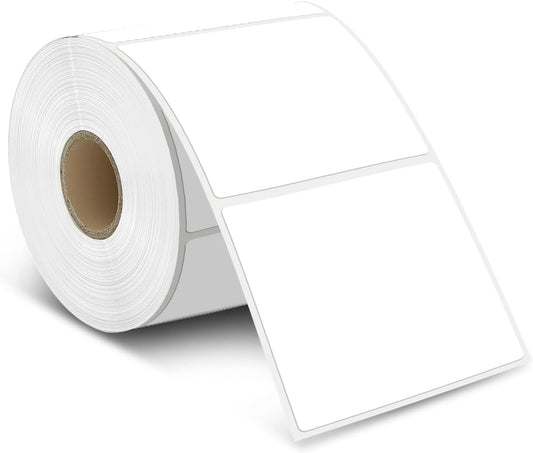 500 White Square Thermal Label Stickers - Easy Peel & Stick Perforated Design