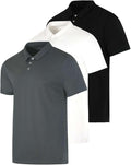 Men's Casual Jersey Cotton Polo 3-Pack - Quick Dry Breathable