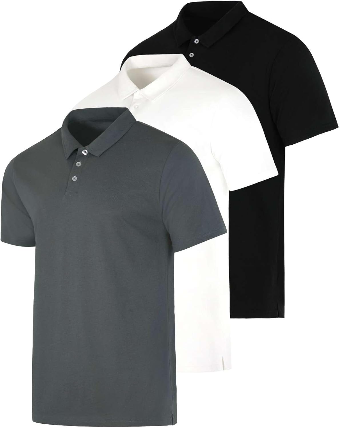 Men's Casual Jersey Cotton Short Sleeve Polo Shirt 3 Pack