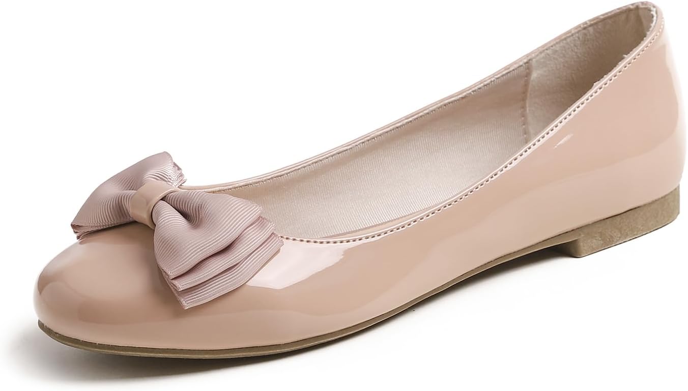 Feversole Women's Round Toe Cute Bow Trim Ballet Flats Review
