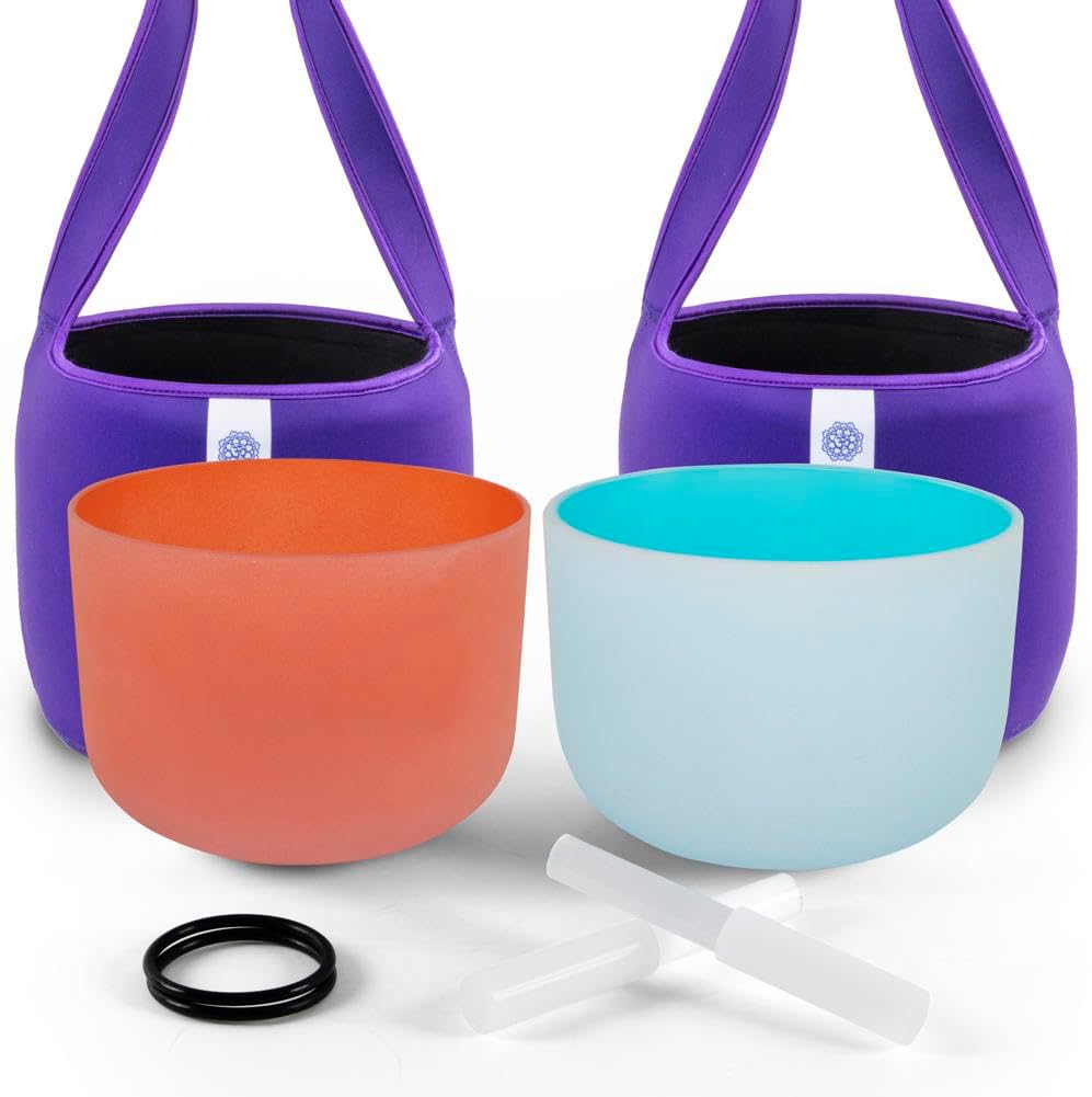 FMTY 10inch Crystal Singing Bowls Set for Healing and Relaxation