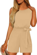 Womens Summer Belted Romper with Keyhole Back - Flattering Fit