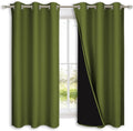 NICETOWN 100% Blackout Short Curtains 37 in x 60 in - Olive Green