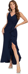 Long Formal Dresses for Women - V Neck Lace Up Mermaid Gown