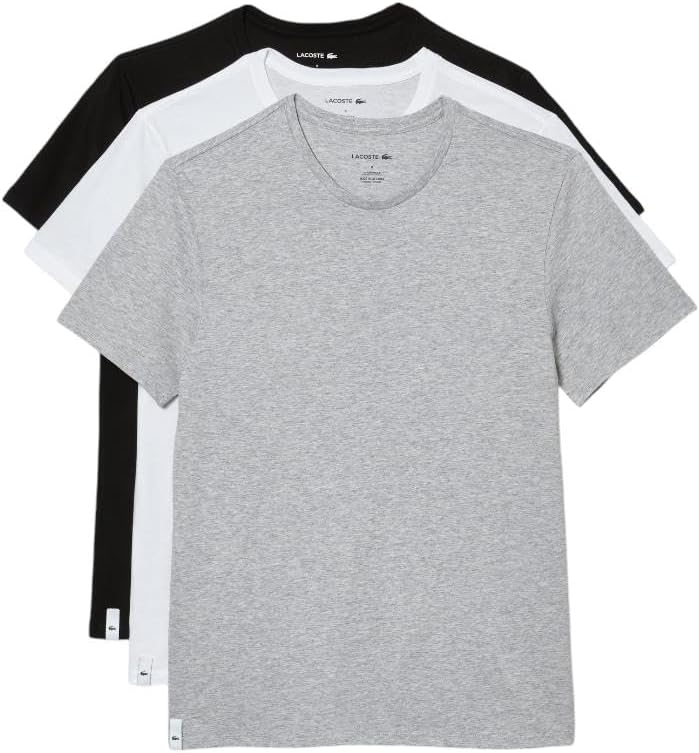Lacoste Men's 100% Cotton Regular Fit Crew Neck Undershirt 3-Pack