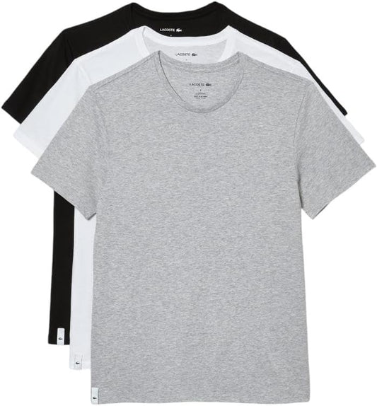 Lacoste Men's 100% Cotton Regular Fit Crew Neck Undershirt 3-Pack