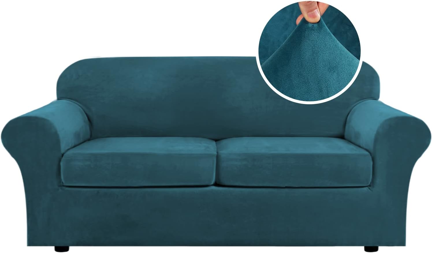 H.VERSAILTEX Real Velvet Plush 3 Piece Stretch Sofa Covers