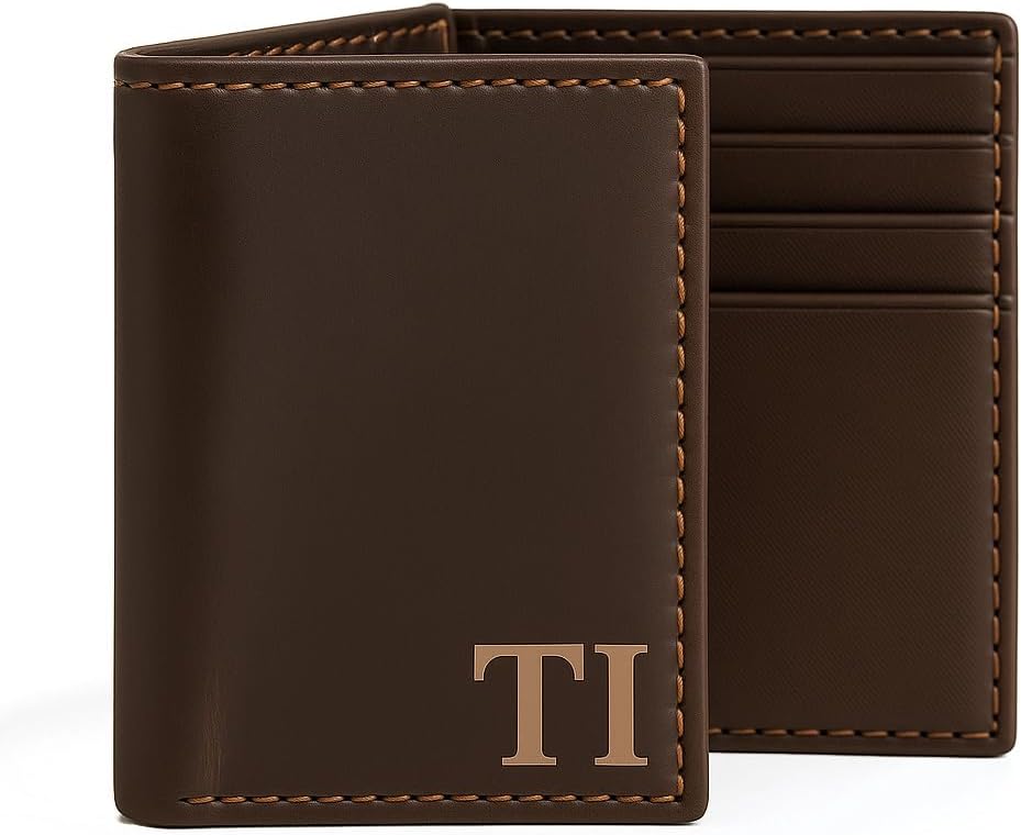 Black Mens Genuine Leather Monogrammed Tri-Fold Wallet Review