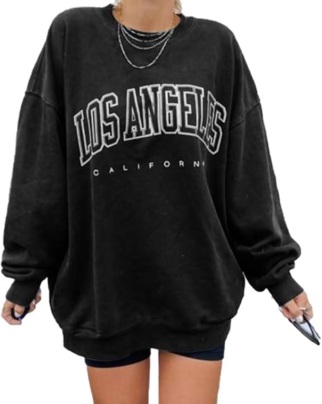 Langwyqu Womens' Oversized Crewneck Long Sleeve Casual Tops