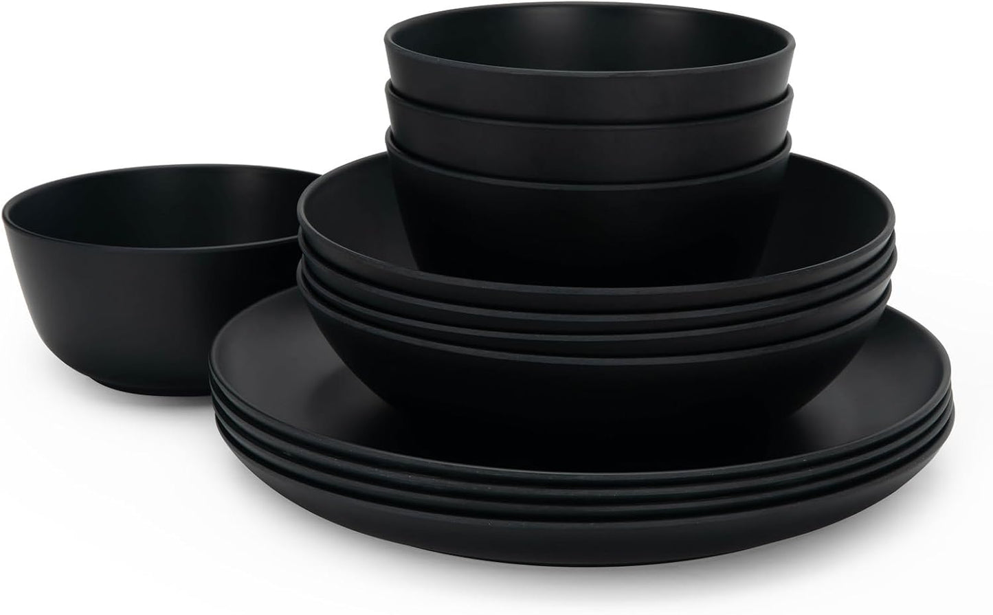 LEHAHA Bamboo Fiber Dinnerware Set for 4 - Unbreakable Plates & Bowls