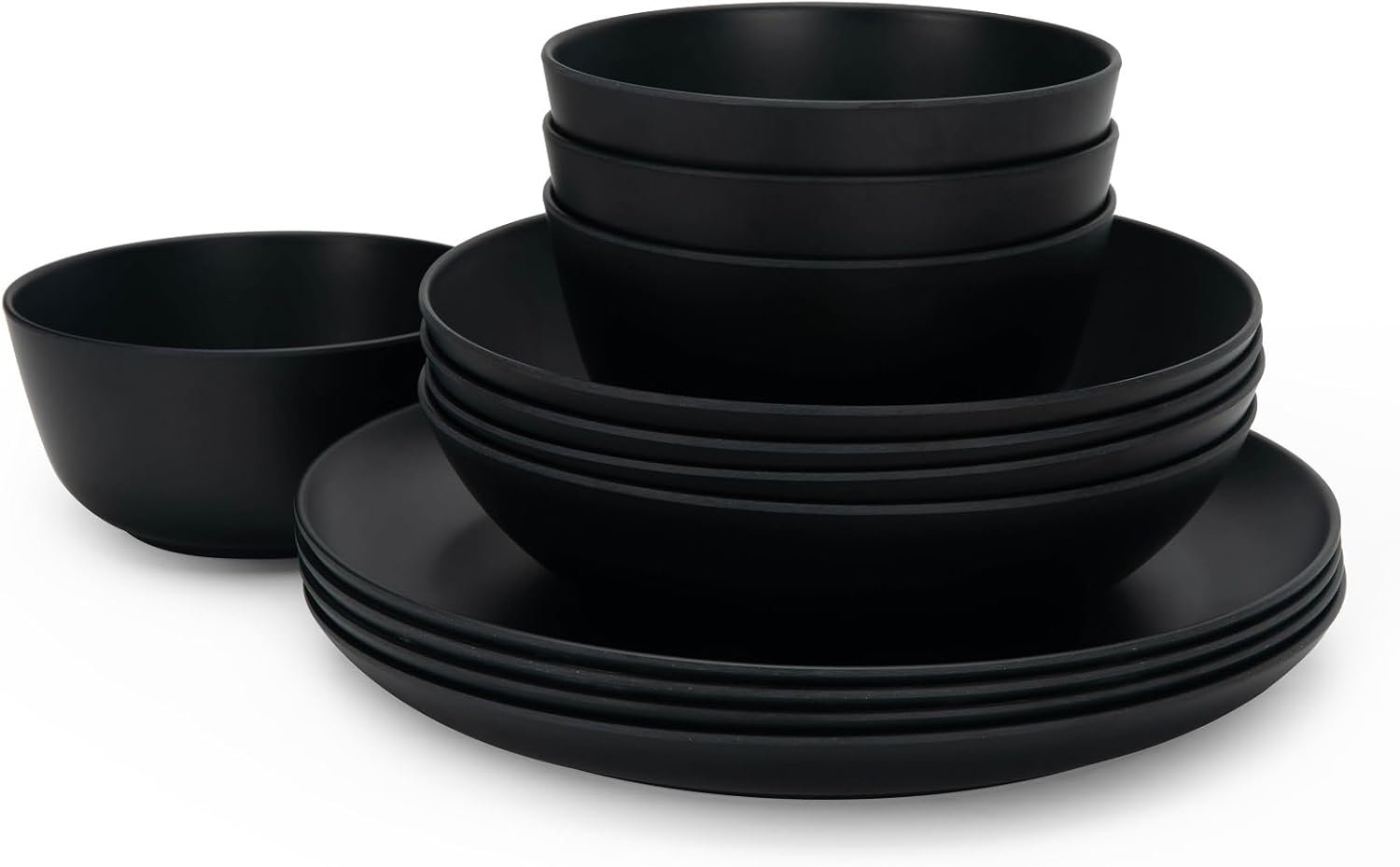 LEHAHA Bamboo Fiber Dinnerware Set for 4 - Unbreakable Plates & Bowls