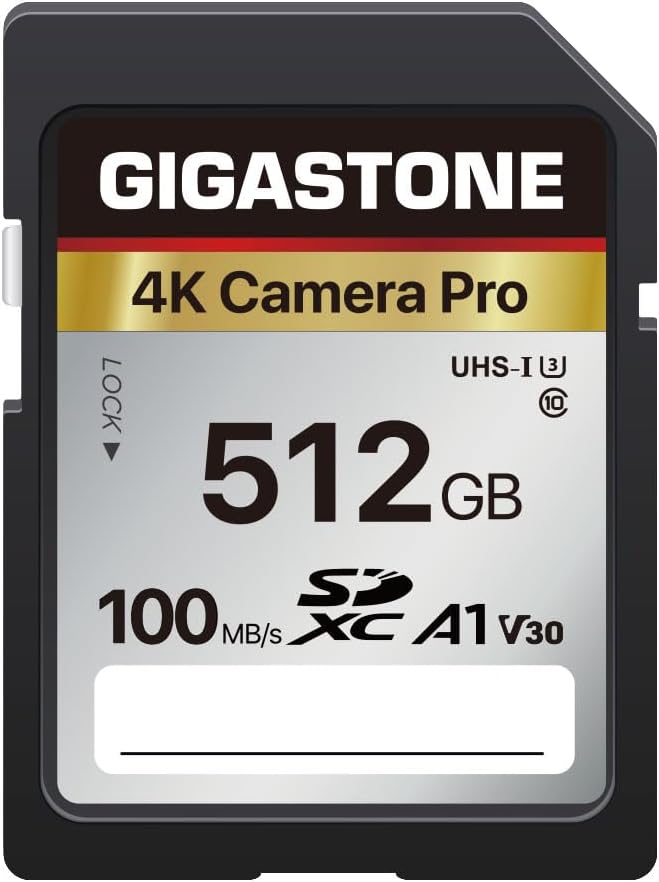 5-Years Data Recovery GIGASTONE 512GB SD Card for 4K Video
