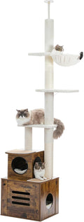 MUTTORS Cat Tree Floor to Ceiling Tower 6-Tier - Space Saving Cat