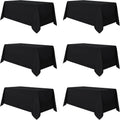 Black Table Cloth 6Pack 90 x 132in Rectangle Tablecloth - Durable
