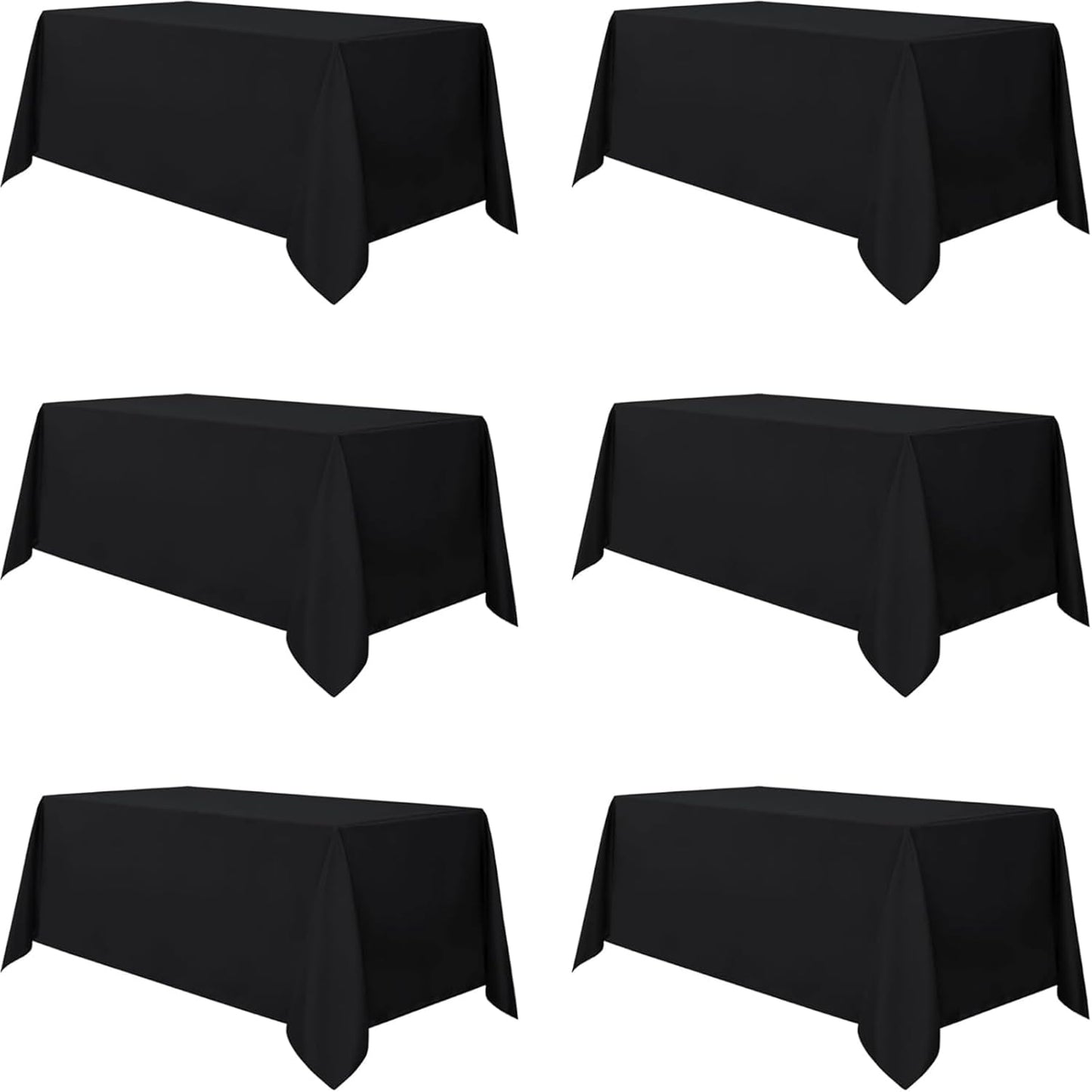 Black Table Cloth 6Pack 90x132Inch for Elegant Dining Events