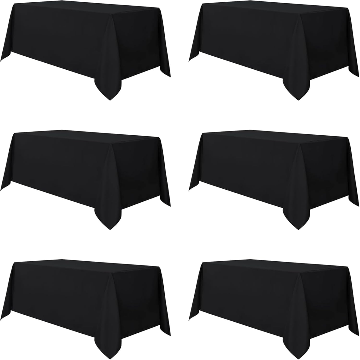 Black Table Cloth 6Pack 90x132Inch for Elegant Dining Events