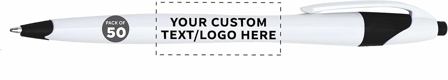Custom Slim Curvy Ballpoint Pens Set of 50 for Office Use