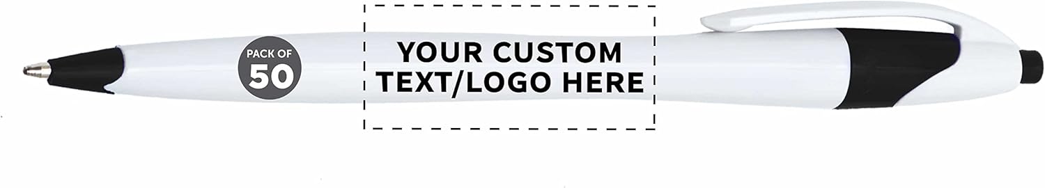 Custom Slim Curvy Ballpoint Pens Set of 50 for Office Use