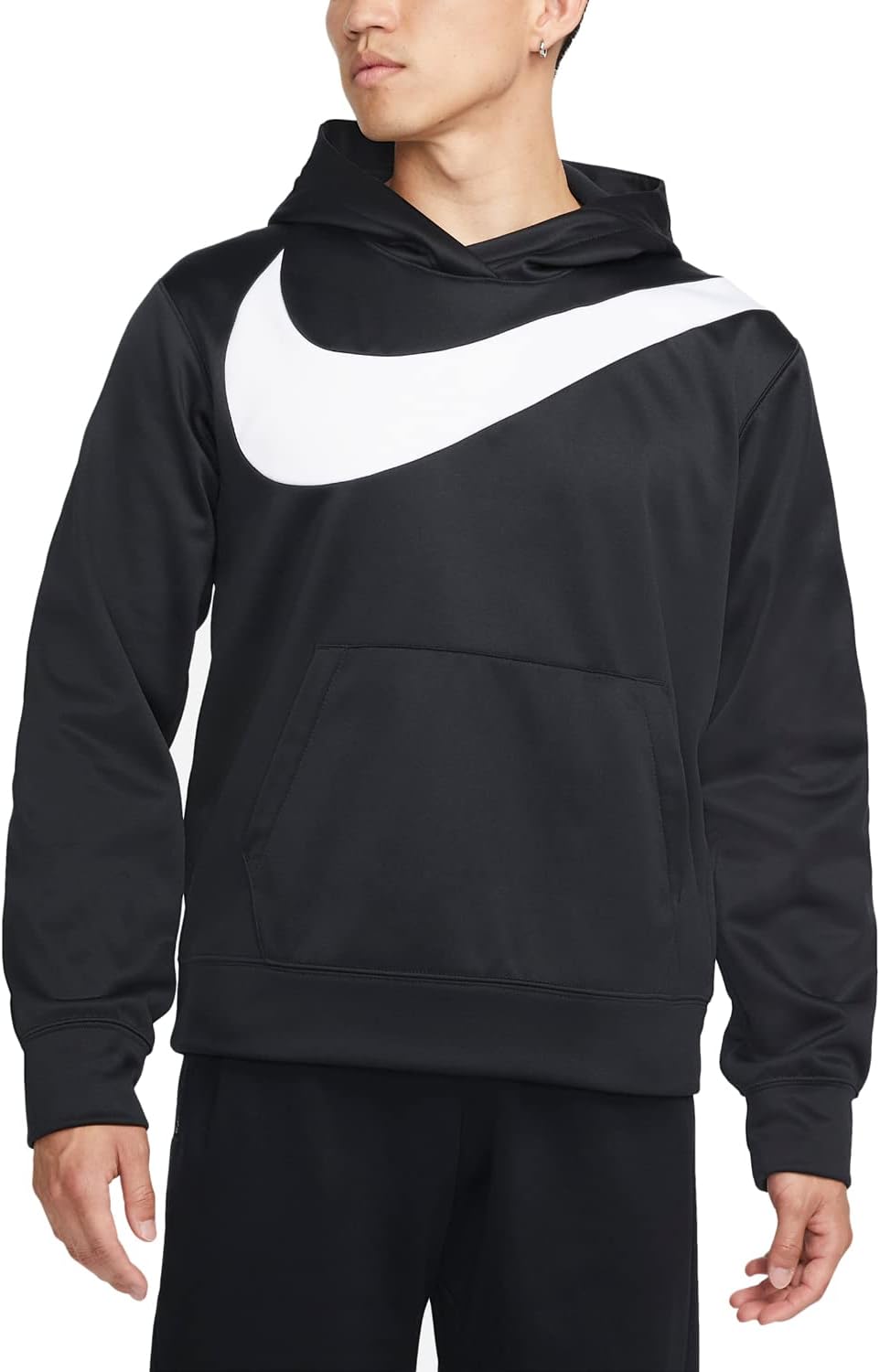 Nike Therma Men's Basketball Hoodie, Warm & Stylish, Black/White, L