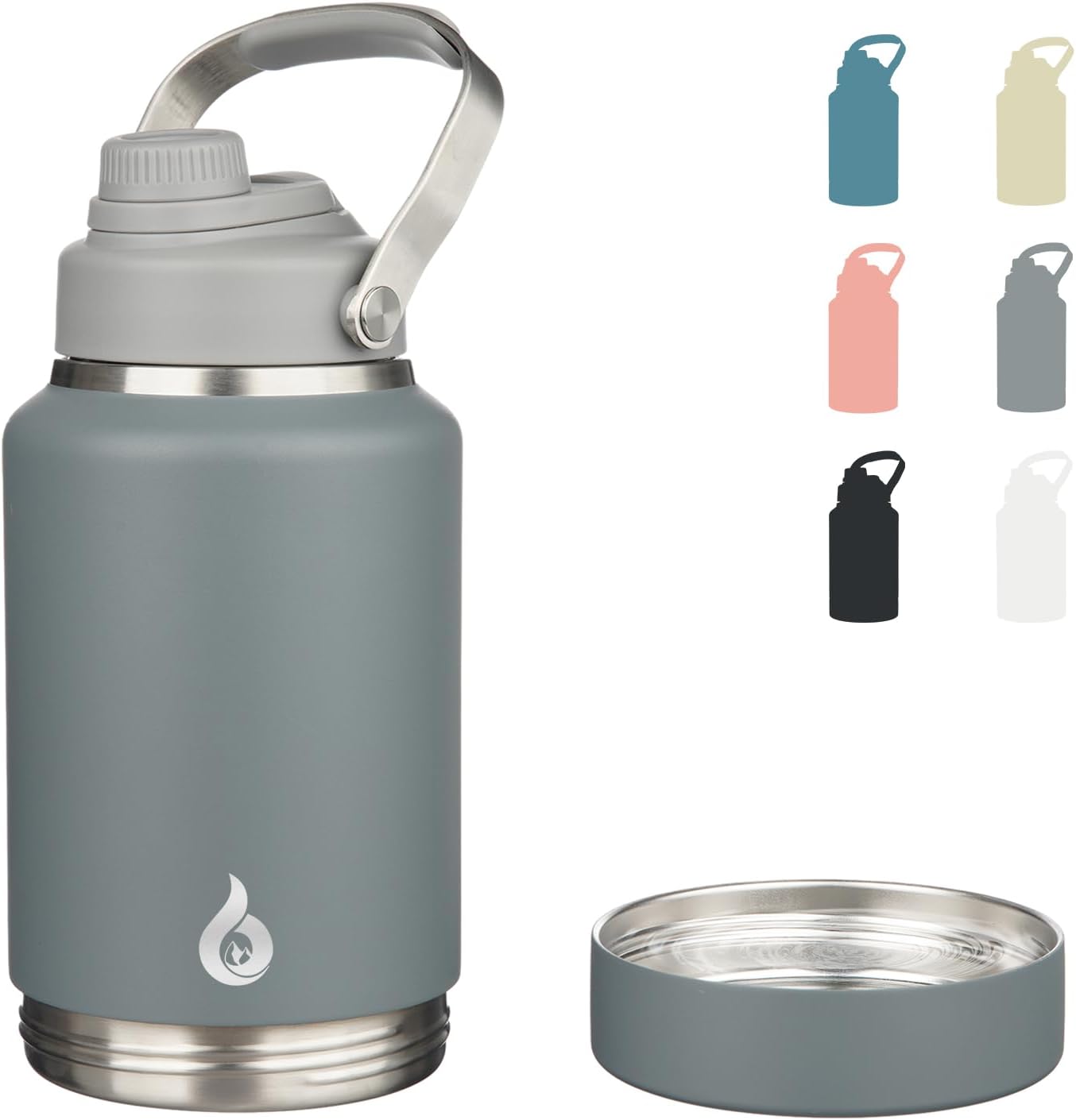 64oz Insulated Water Bottle with Detachable Bowl for Hydration