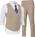 Men's Suits 2 Pieces Vest and Pants Set - Slim V-Neck Casual Suit