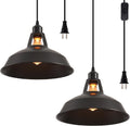 Plug in Pendant Light 2 Pack Industrial Hanging Lamp - Adjustable 15ft