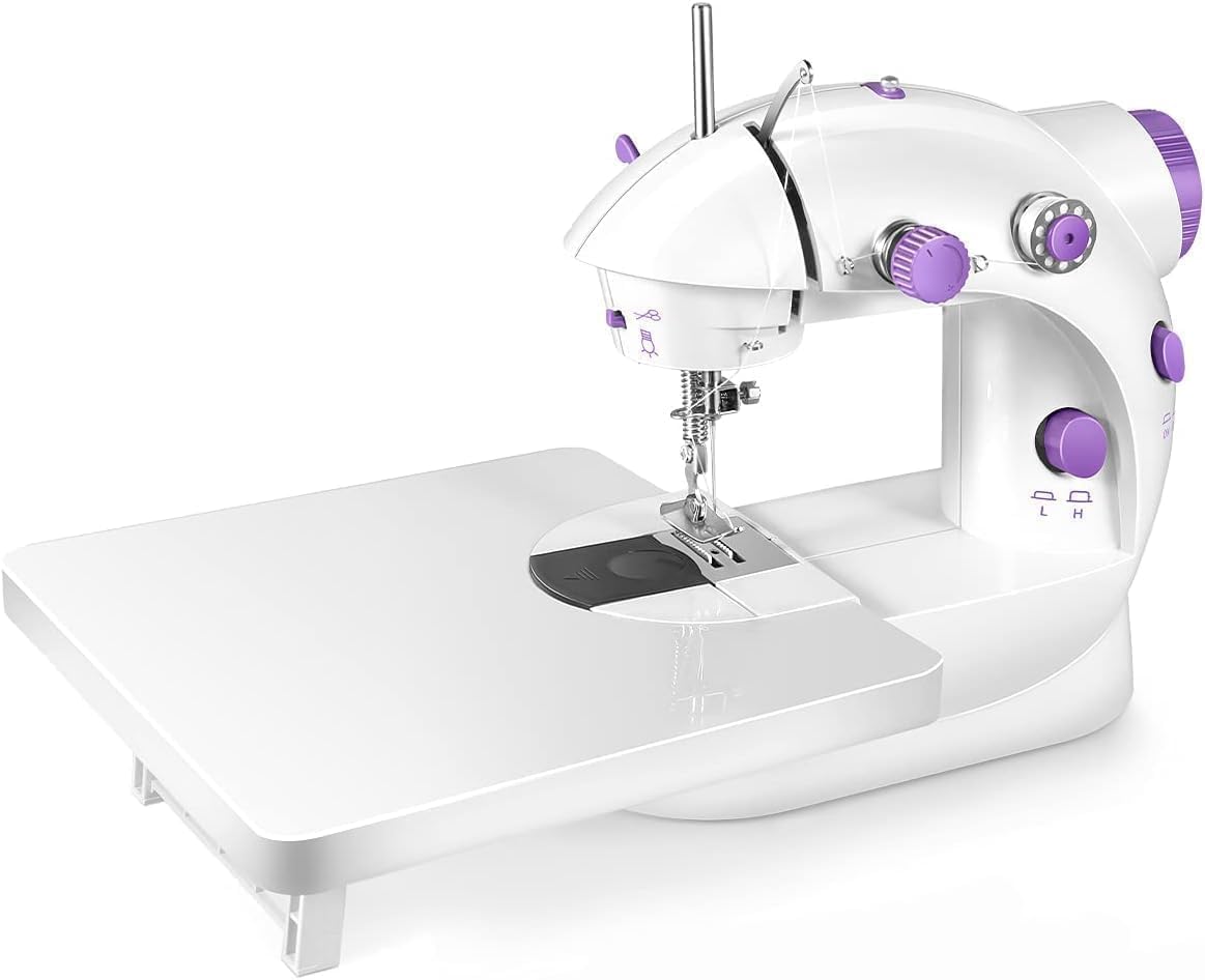 Mini Sewing Machine for Beginners with Extension Table & Light
