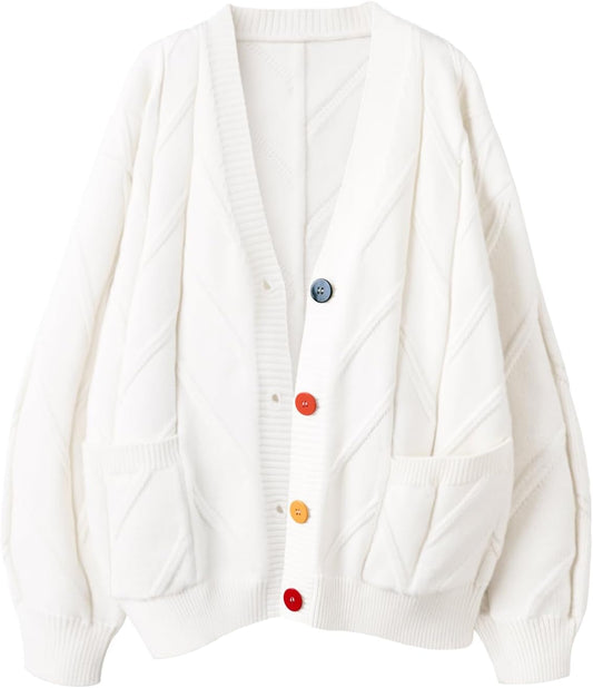 Women's Cable Knit Long Sleeve Open Front Cardigan Sweater