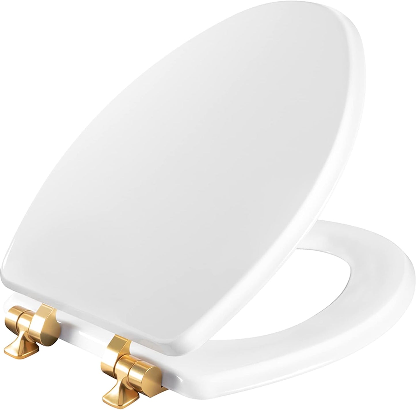 Mayfair Bennett Toilet Seat with Gold Hinges for Elongated Toilets