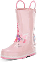 Girls' Waterproof Printed Rain Boot with Easy Pull on Handles - Unity