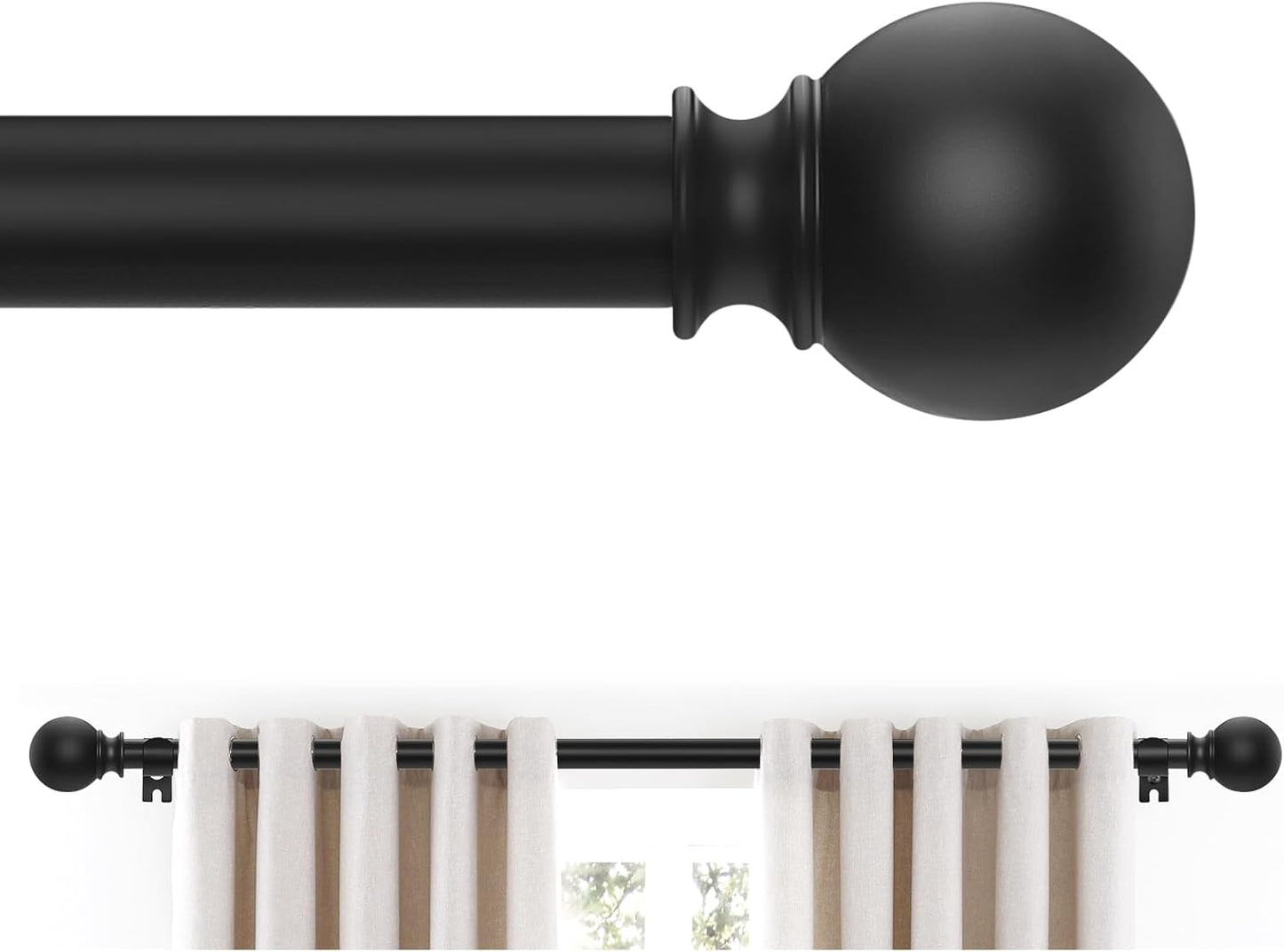 Adjustable Small Black Curtain Rods Set for Versatile Window Dressing