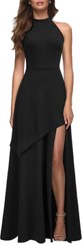 MUSHARE Women's Halter Neck Formal Dress - Sexy Split Long Cocktail