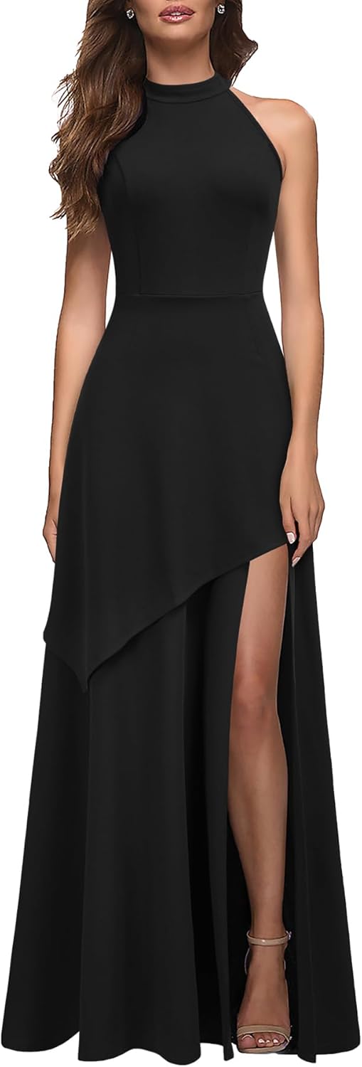 MUSHARE Women's Halter Neck Formal Dress for All Occasions