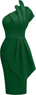 Memoriesea One Shoulder Pleated Bodycon Midi Dress - Elegant Fit Out