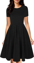 oxiuly Vintage Half Sleeve O-Neck Swing Dress (Style MV29)