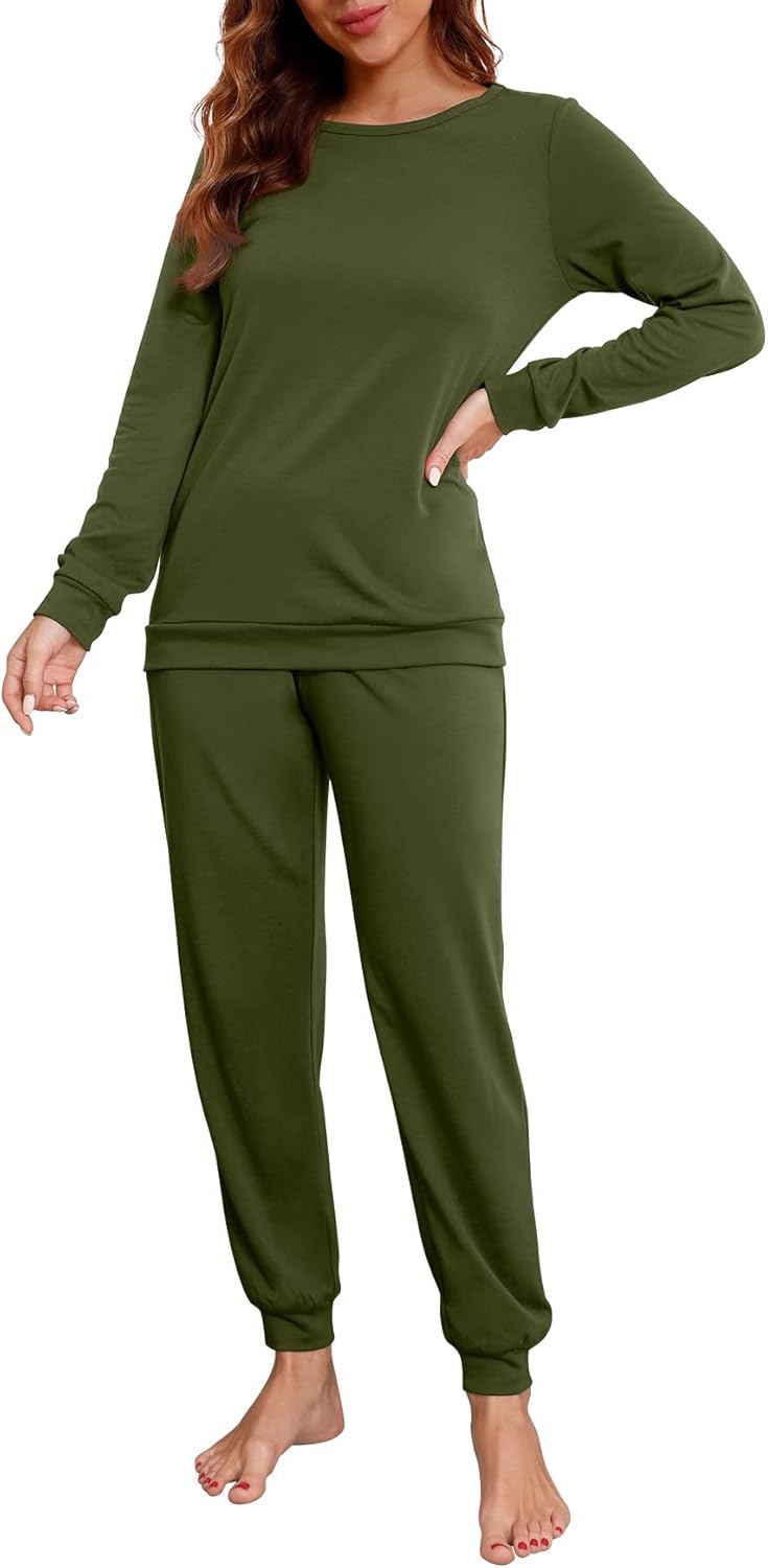 PrinStory Womens Pajama Set Soft Pjs Lounge Sets with Pockets