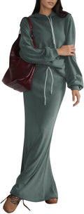 Women 2 Piece Outfits Fall Hoodies and Long Skirt - Cozy Travel Set